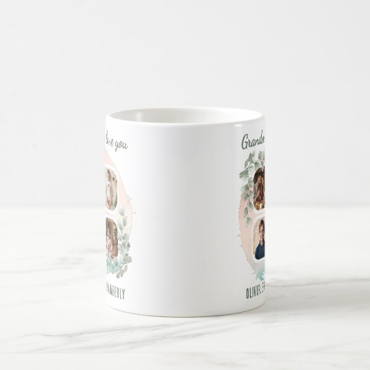 Grandma we love you 6 Photo Collage Eucalyptus Kaffeetasse (Mittel)