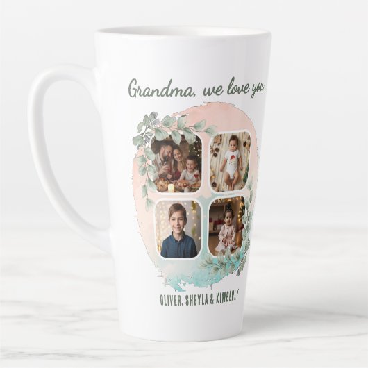 Grandma we love you 6 Photo Collage Eucalyptus Milchtasse (Links)
