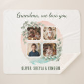 Grandma we love you 6 Photo Collage Eucalyptus Sherpadecke (Vorderseite (Horizontal))