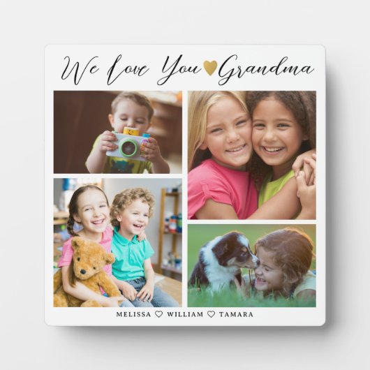 Grandma We Love You | Grandkids 4 Photo Collage Fotoplatte (Vorderseite)
