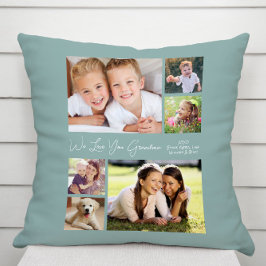 Grandma We Love You Photos Personalized Green Kissen
