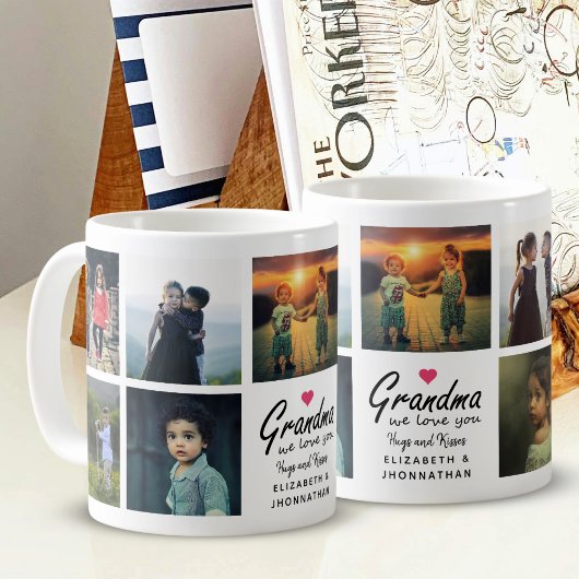 Grandma we love you Script Grandkids Photo Collage Kaffeetasse