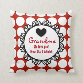 GRANDMA Wir Liebe Sie ROT DOTS Lace Muster E03 Kissen