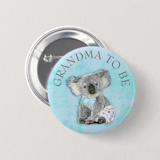 GRANDMA zum Baby Duschknopf Koala Bären Thema Button (Vorne & Hinten)