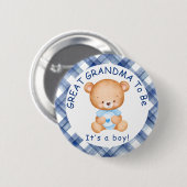 GRANDMA zum Blue Kariert Baby Dusche Button (Vorne & Hinten)