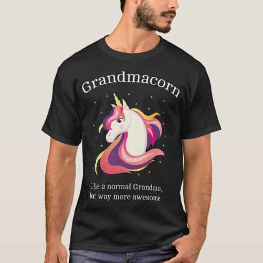 Grandmacorn Phantastisch Oma Unicorn-Hufeisenamat T-Shirt (Vorderseite)