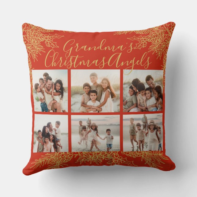 Grandma's Christmas Custom Elegant Photo Collage Kissen (Rückseite)