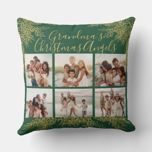 Grandma's Custom Elegant Christmas Photo Collage Kissen (Rückseite)