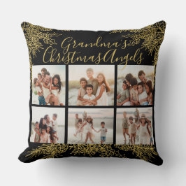 Grandma's Custom Elegant Christmas Photo Collage Kissen