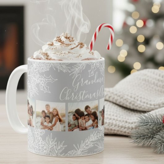 Grandma's Elegant Custom Christmas Photo Collage Kaffeetasse