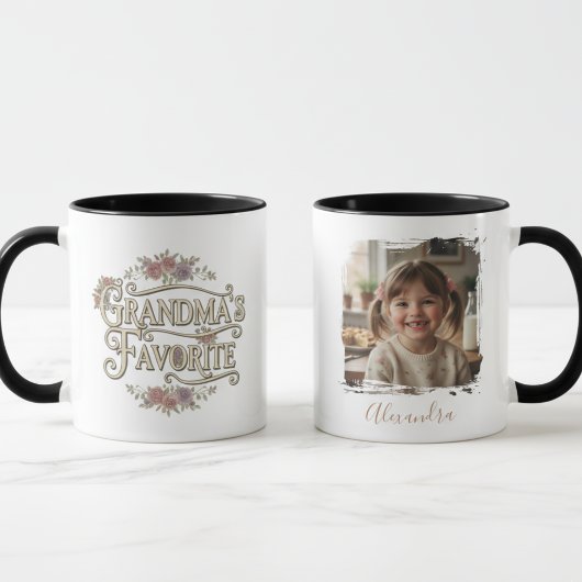 Grandma's Favorite Floral Typography Photo Tasse