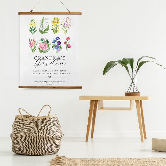 Grandma's Garden Birth Month Flowers Keepsake Wandteppich Mit Holzrahmen