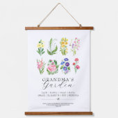 Grandma's Garden Birth Month Flowers Keepsake Wandteppich Mit Holzrahmen (Vorderseite)