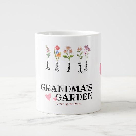Grandma's Garden Personalisiert Großmutter Geschen Jumbo-Tasse (Vorderseite)