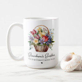 Grandmas Gartennamen Wasserfarbener Blumenkorb Kaffeetasse