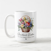 Grandmas Gartennamen Wasserfarbener Blumenkorb Kaffeetasse (Links)