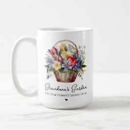 Grandmas Gartennamen Wasserfarbener Blumenkorb Kaffeetasse