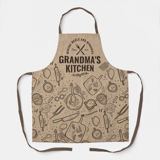 Grandmas Geschenk Nana Burlap Küche Backen Schürze (Vorderseite)