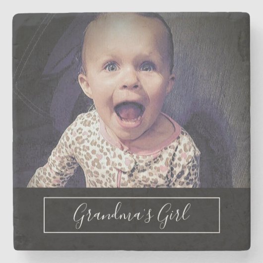 Grandmas Girl Custom Foto Steinuntersetzer (Vorderseite)