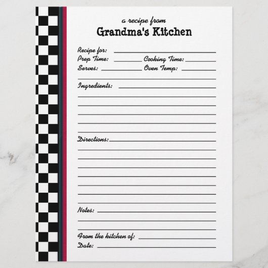 Grandmas Kitchen Checkered Red Accent Recife Seite (Vorderseite)
