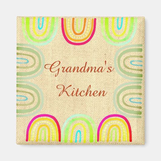 Grandma's Kitchen Folk Rainbow Pattern Magnet (Vorne)