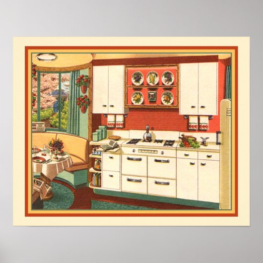 Grandmas Kitchen Midcentury Modern Retro Kitsch Poster (Vorne)