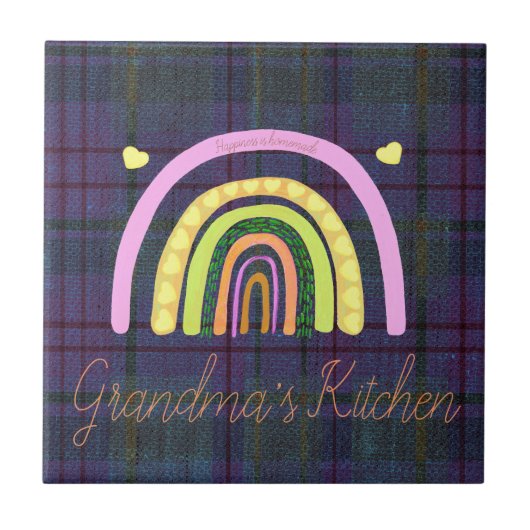 Grandma's Kitchen Rainbow 'Happiness is Homemade'  Fliese (Vorderseite)