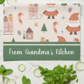 Grandmas Kitchen Santa Claus Muster Personalisiert Geschirrtuch (Gefaltet)