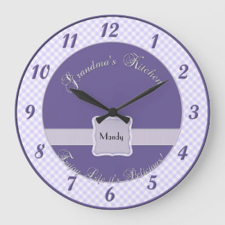Grandmas Kitchen Wall Clock - Chex Purple Große Wanduhr
