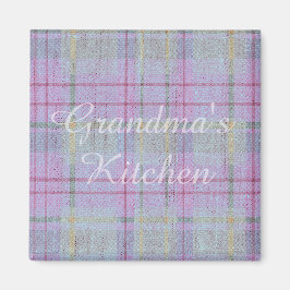 Grandma's Kitchen Weathered Lavender Plaid  Magnet