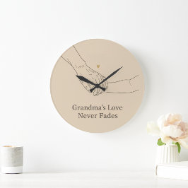 Grandma's Love Never Fades | Minimalist Family Ill Große Wanduhr
