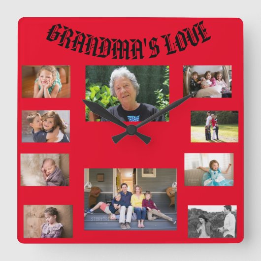 Grandma's Love Square Wall Clock Quadratische Wanduhr (Vorderseite)