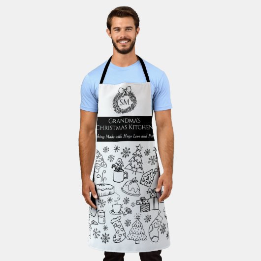 Grandma's Personalized Christmas Doodle Baking Schürze (Getragen)