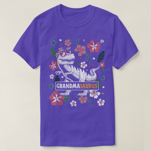 Grandmasaurus Dinosaur Blumendekor Oma Saurus T-Shirt (Design vorne)