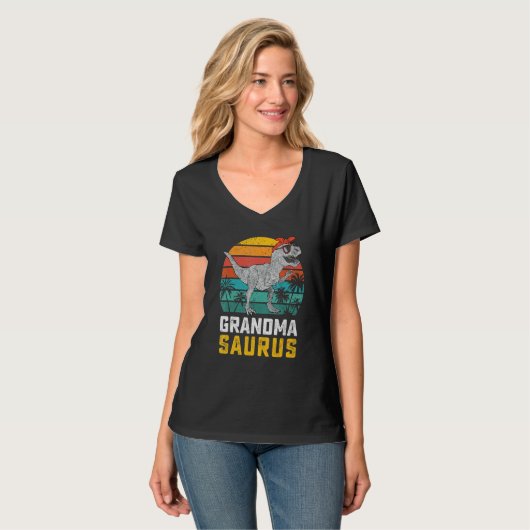 Grandmasaurus T Rex Dinosaur Oma Saurus Familie T-Shirt (Vorderseite Vollansicht)