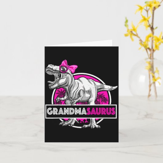 Grandmasaurus T-rex Matching Funny Grandma Saurus Karte (Gelbe Blume)