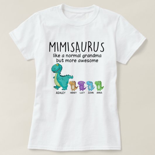 Grandmasaurus und Kinder Personalisiertes Shirt (Design vorne)