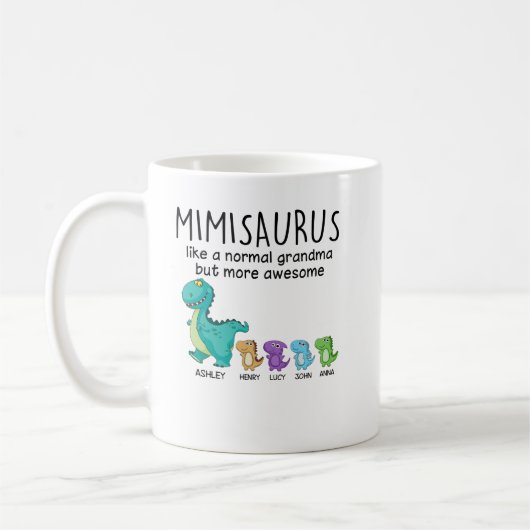 Grandmasaurus und Kinder Personalisiertes Shirt Kaffeetasse (Links)