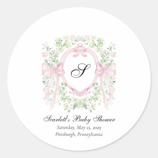 Grandmellenial Botanical Crest Baby Shower  Runder Aufkleber (Vorderseite)