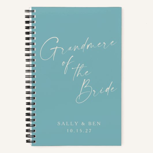 Grandmere Bride Minimalistisch Personalisiert Aqua Notizblock (Vorderseite)