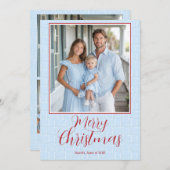 Grandmillenia Light Blue & Red Christmas Card Einladung (Vorne/Hinten)