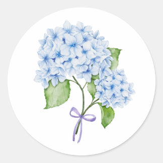 Grandmillenial blühende Hydrangea bosblau-Preppy Runder Aufkleber