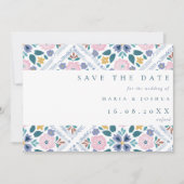 Grandmillenial Blumenmuster QR-Code Hochzeit Save The Date (Vorderseite)