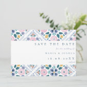 Grandmillenial Blumenmuster QR-Code Hochzeit Save The Date (Stehend Vorderseite)