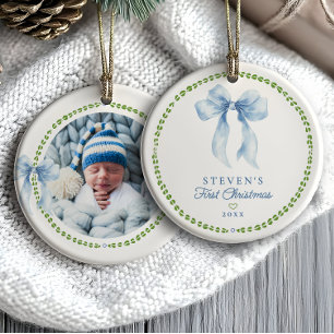 Grandmillenial Bögen Baby's erstes Weihnachtsfoto Keramik Ornament