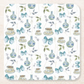 Grandmillenial Bow Watercolor Floral Untersetzer (Vorderseite)