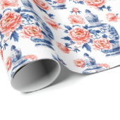 Grandmillenial Chinoiserie Ginger Jar Pink Peonies Geschenkpapier (Rolleneckpunkt)