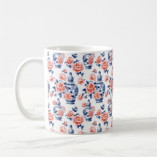 Grandmillenial Chinoiserie Ginger Jar Pink Peonies Kaffeetasse