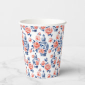 Grandmillenial Chinoiserie Ginger Jar Pink Peonies Pappbecher (Rückseite)