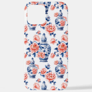 Grandmillenial Chinoiserie Ingwer-Glas mit rosa Pf iPhone 12 Pro Max Hülle
